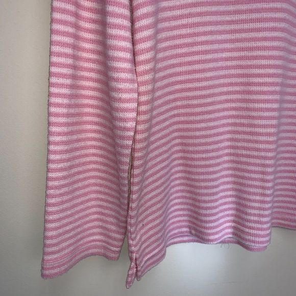 Oscar de la Renta Pink Striped V-Neck Sweater - Picture 3 of 7